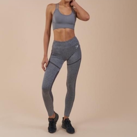 Gymshark Simply Mesh charcoal marl leggings - Picture 3 of 7